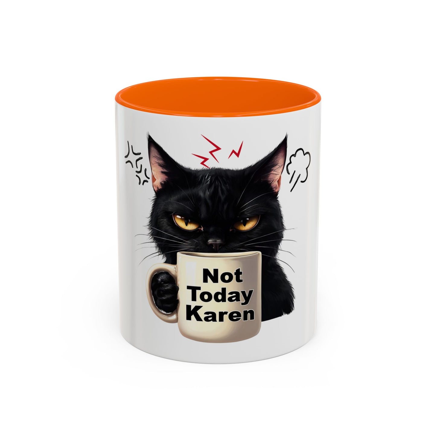 Not Today Karen Cat Coffee Mug - Funny Black Cat Mug for Cat Lovers