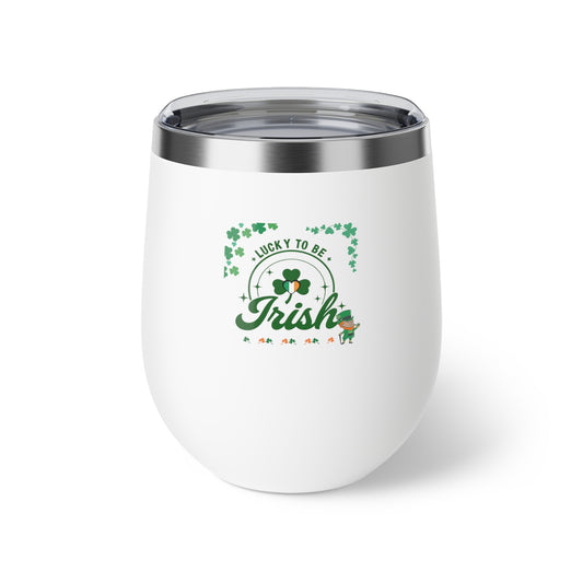 Lucky to Be Irish Insulated Wine Cup - 12oz, Perfect for St. Patrick's Day Celebrations