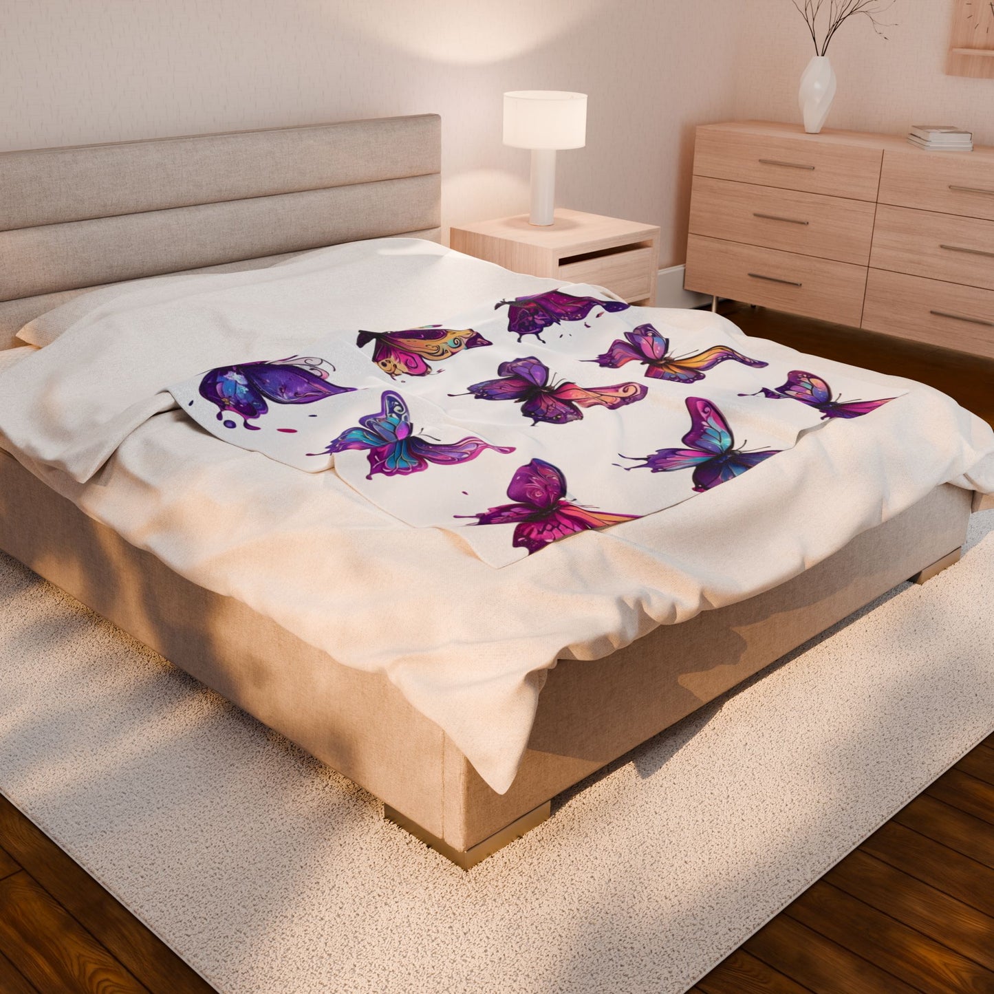 Butterfly Bliss Velveteen Plush Blanket - Cozy Decorative Throw for Home, Perfect Gift for All Occasions