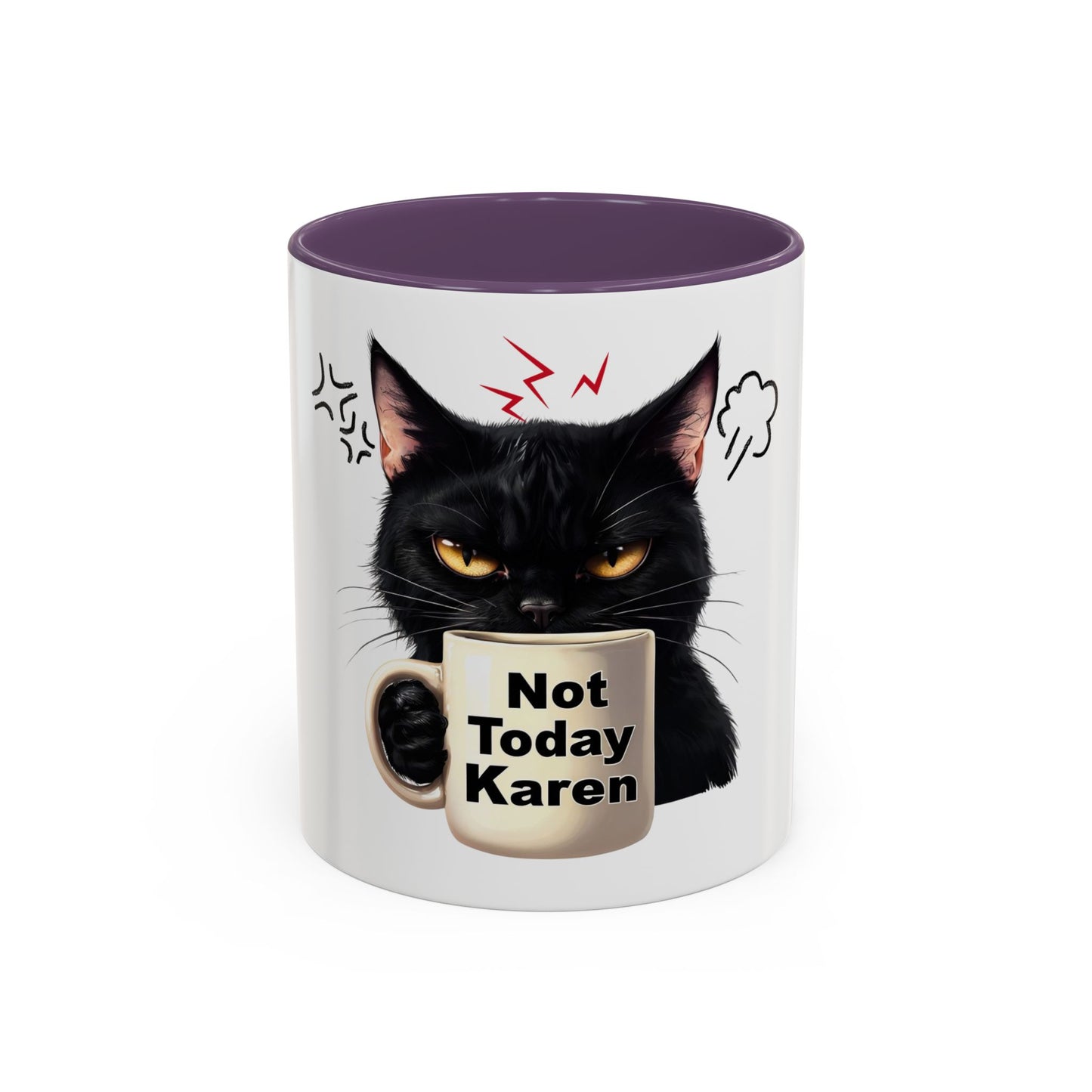 Not Today Karen Cat Coffee Mug - Funny Black Cat Mug for Cat Lovers