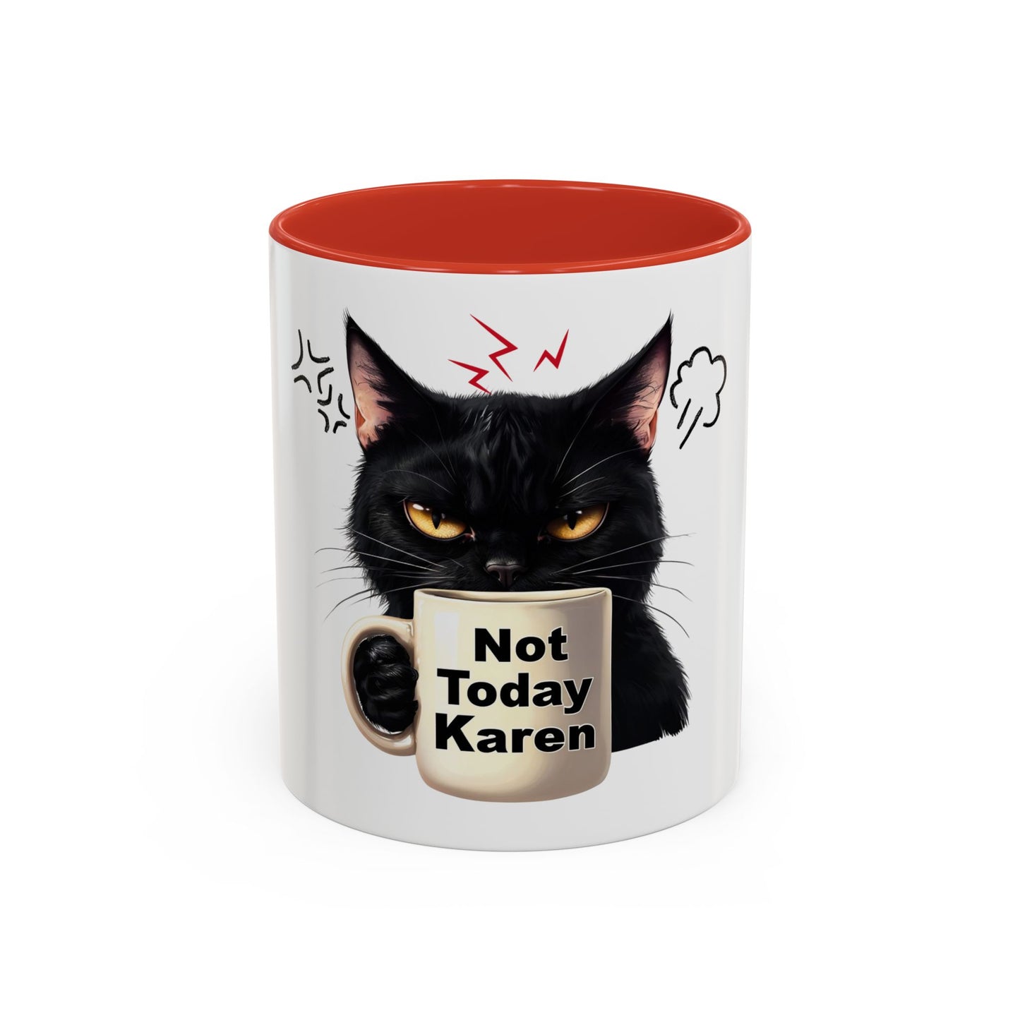 Not Today Karen Cat Coffee Mug - Funny Black Cat Mug for Cat Lovers