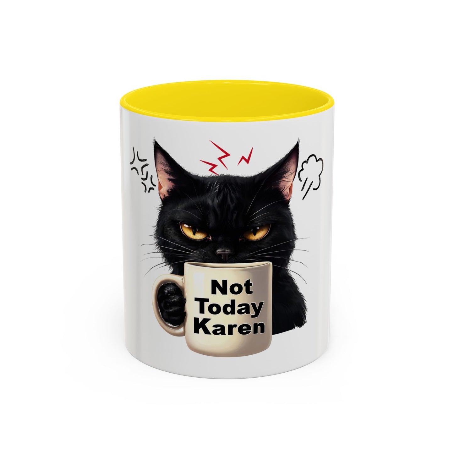 Not Today Karen Cat Coffee Mug - Funny Black Cat Mug for Cat Lovers