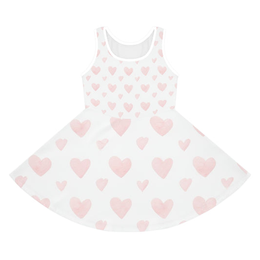 Girls' Sleeveless Heart Print Sundress - Comfortable Summer Dress for Playdates and Parties