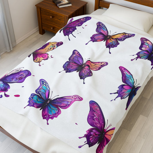 Butterfly Bliss Velveteen Plush Blanket - Cozy Decorative Throw for Home, Perfect Gift for All Occasions